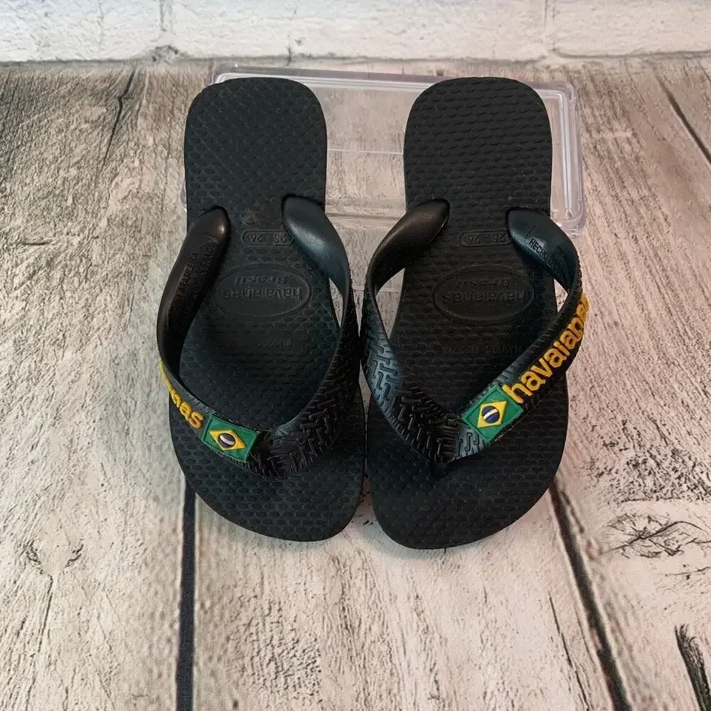 HAVAIANAS Boy’s Brasil Flip Flop Sandals / Size: 25-26 / USA 8-8.5